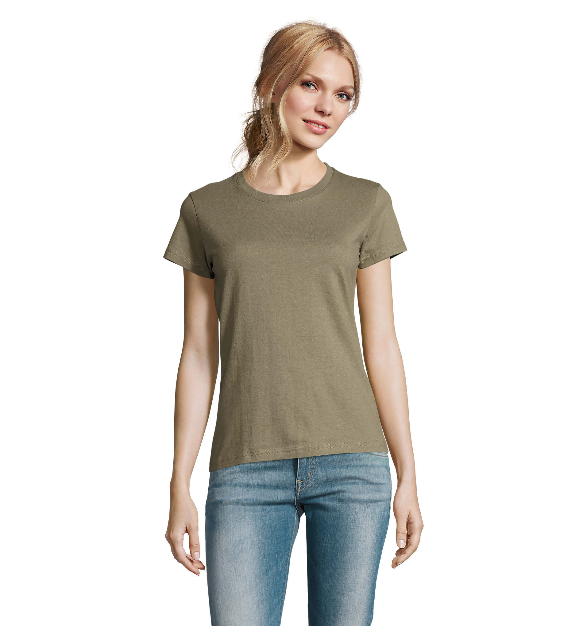 T-shirt coton 190g à personnaliser pour femme Imperial Kaki 1